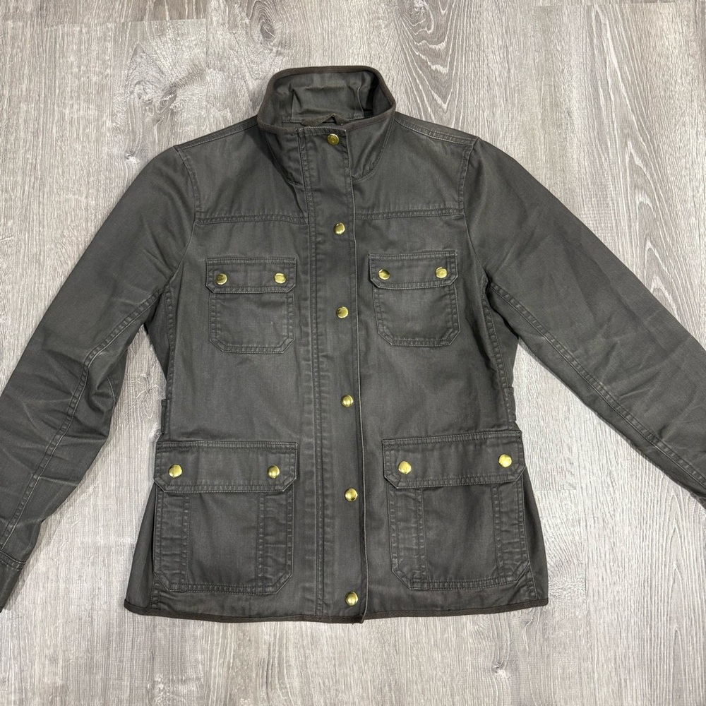J CREW Women's green relaxed boyfriend field jacket size Medium petite